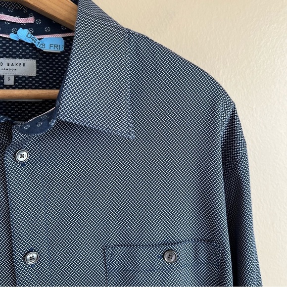 TED BAKER LONDON men’s Shuger Slim Fit Stretch Button-Up Shirt size 6 or XL - Picture 4 of 9